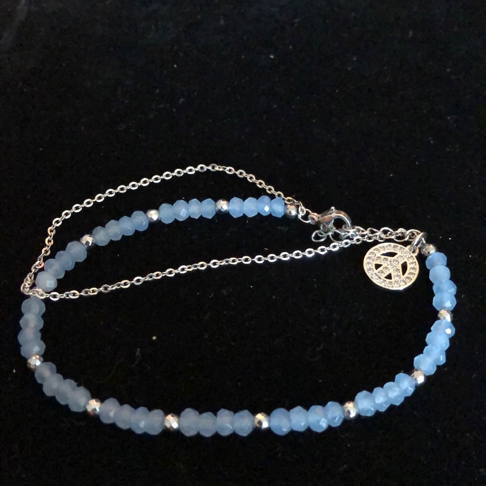 Merx Silver/Blue Beads Bracelet